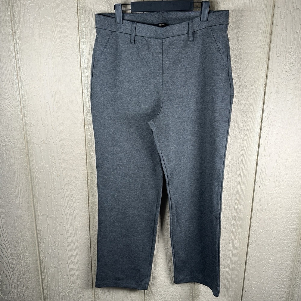 Quince Ultra-Stretch Ponte Straight Leg Pants Large Charcoal Gray Office Career